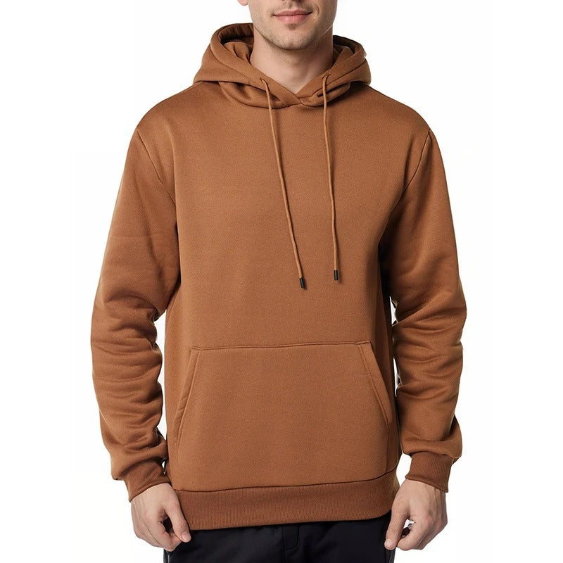 Herren nan minimalistischer Kapuzenpullover mit weichem Fleece-Innenfutter und Kängurutasche Drune