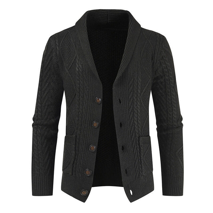 Herren nan grobgestrickte Strickjacke mit Schalkragen und Zopfmuster Drune
