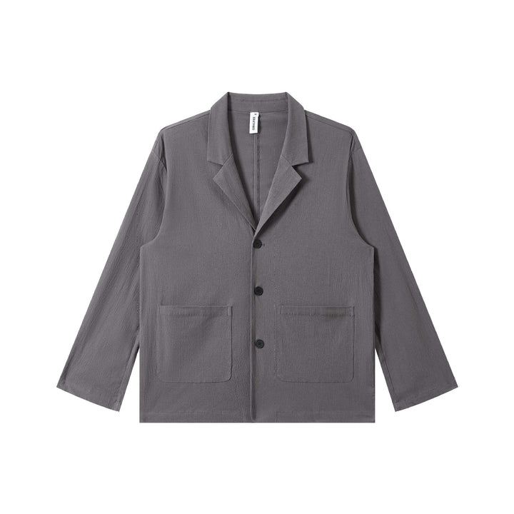 Herren Leichtes Struktur-Overshirt mit Reverskragen, Knopfleiste und aufgesetzten Taschen Drune