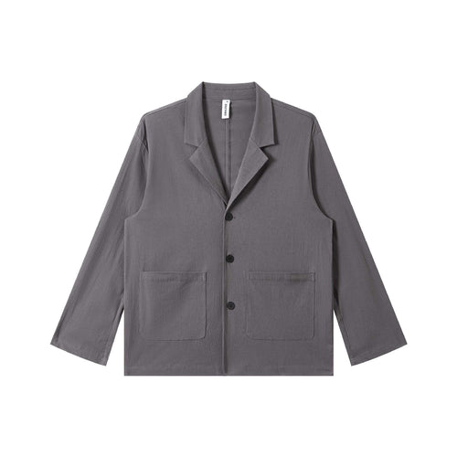 Herren Leichtes Struktur-Overshirt mit Reverskragen, Knopfleiste und aufgesetzten Taschen Drune