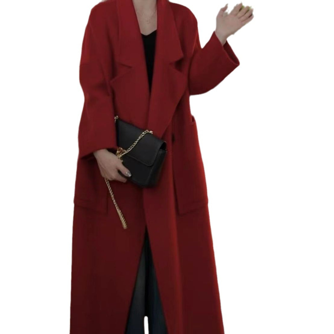 Damen Oversized Wollmix Maximalistischer Mantel mit weitem Revers Drune