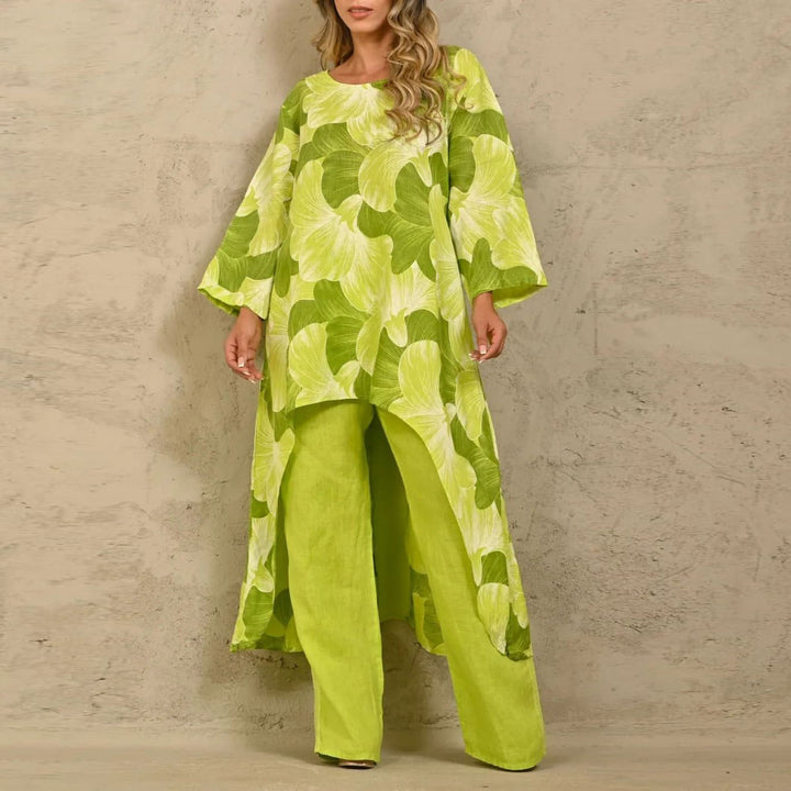 Drune | Große Größen Bedrucktes Unregelmäßiges Oberteil Set