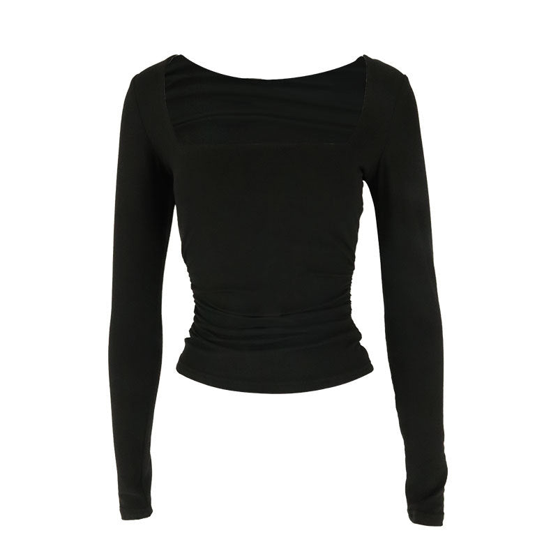 Damen Langarmshirt mit raffiniertem Raffungseffekt und eckigem Ausschnitt Drune