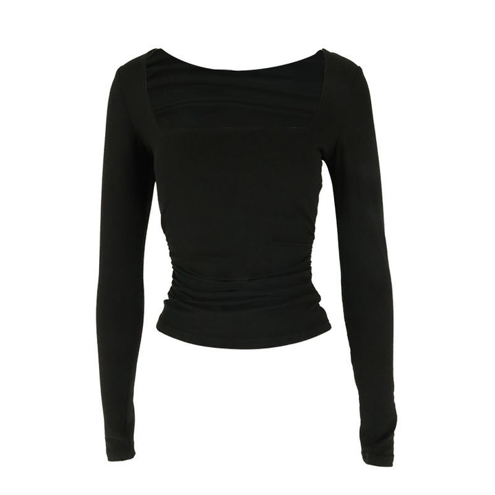 Damen Langarmshirt mit raffiniertem Raffungseffekt und eckigem Ausschnitt Drune
