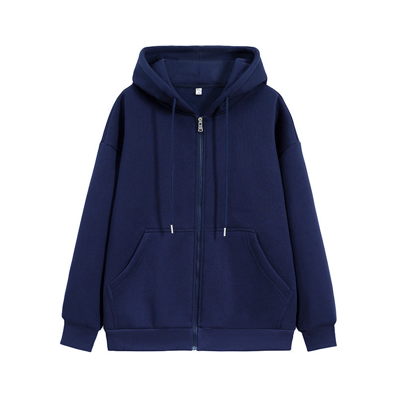 Unisex Oversize Kapuzen-Sweatjacke mit durchgehendem Reißverschluss, Kängurutaschen und gerippten Bündchen Drune