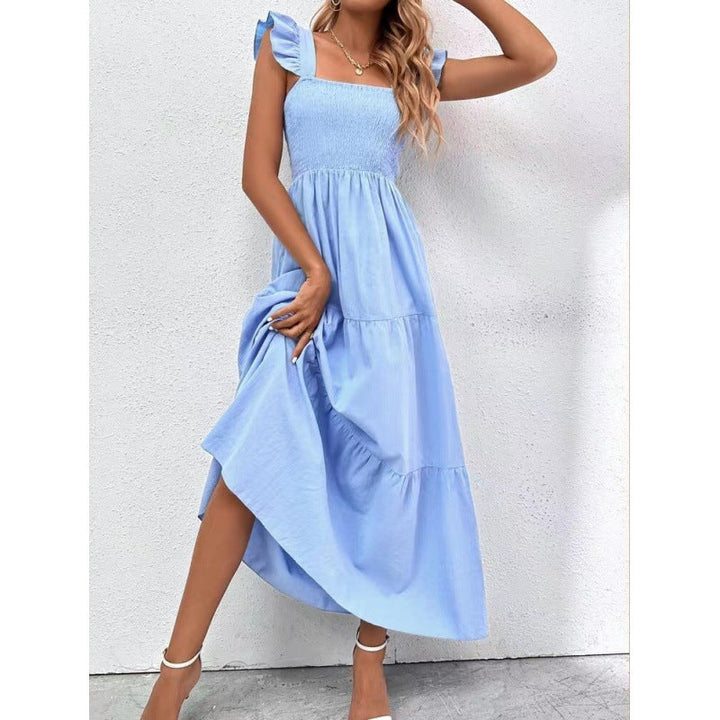 Damen Maxikleid mit Rüschendetails und schmalem Tailleneinsatz Drune