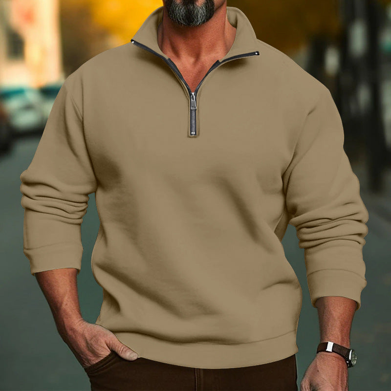 Herren Komfort-Halbzip-Sweatshirt aus French-Terry mit Stehkragen Drune