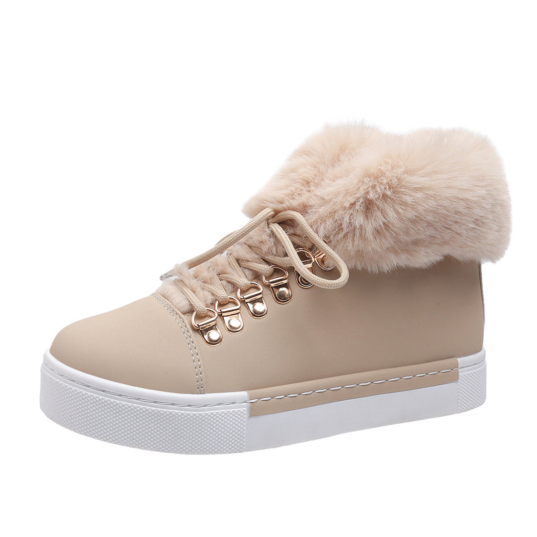 Damen Flauschige Sneakers mit Warmfutter und modischer Schnürung Drune