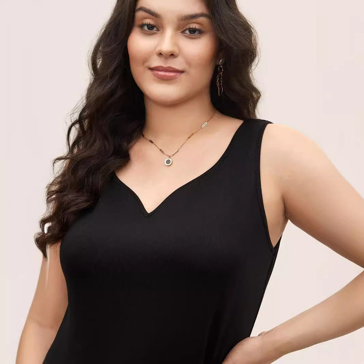 Damen ärmelloses Tanktop mit schwungvollem V-Ausschnitt Drune