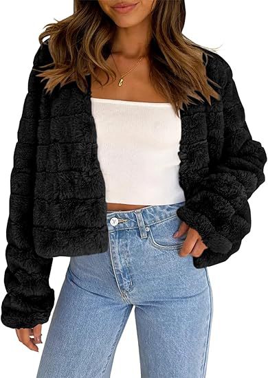 Damen Flauschige und modische Kurzjacke Drune