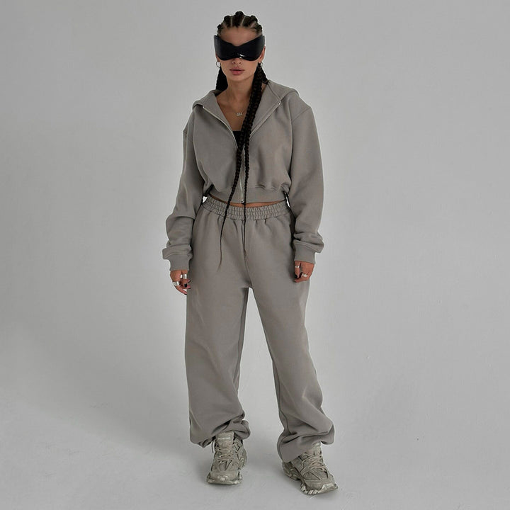 Damen Sportliches Sweatshirt-Set mit lässigem Schnitt und elastischem Bund Drune
