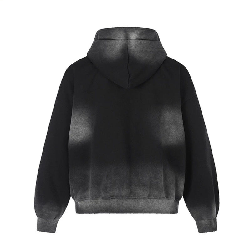 Unisex Kapuzen-Zipjacke mit Ombre‑Färbung, Oversize‑Silhouette und Kängurutaschen Drune