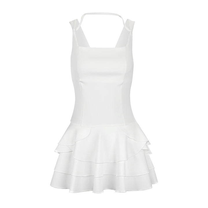 Damen Fließendes Sommerkleid mit mehrlagigem Rock und verstellbaren Trägern Drune
