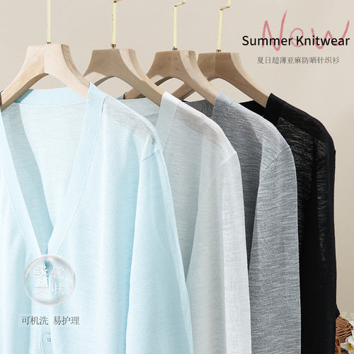 Damen Leichter Oversize-Cardigan aus Feinstrick mit tiefem V-Ausschnitt und Zierknopfleiste Drune