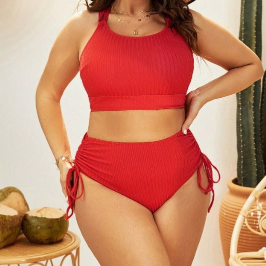 Damen Hochgeschnittener Bikini mit verstellbaren Kordeln Drune