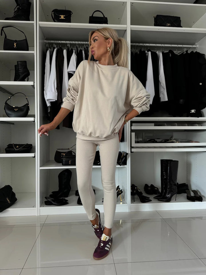 Damen lässiges Sweatshirt mit lockerem Schnitt und bequemen Leggings