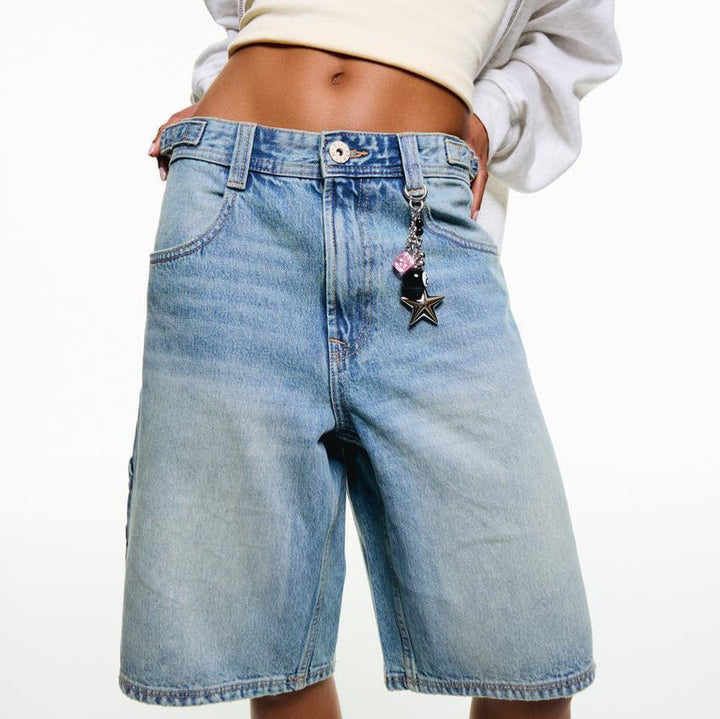 Damen Denim-Shorts mit lässigem Schnitt und mittlerer Leibhöhe Drune