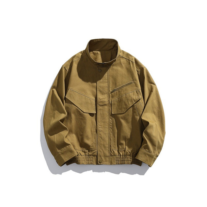 Herren Oversized Canvas-Fieldblouson mit Utility‑Taschen und Stehkragen Drune