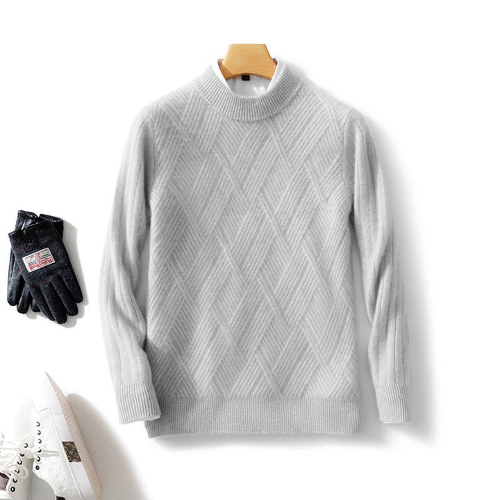 Herren Kurzrollkragenpullover aus Merino‑Mix mit diagonaler Rautenstruktur Drune