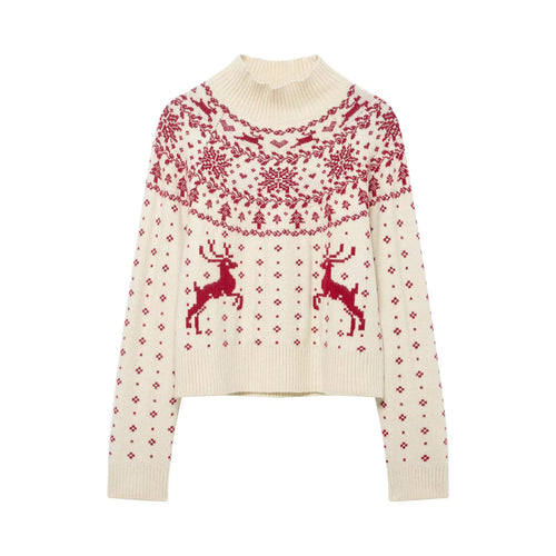 Damen nan weicher Norweger-Feinstrick-Pullover mit hohem Rollkragen und gestepptem Fair‑Isle-Motiv Drune