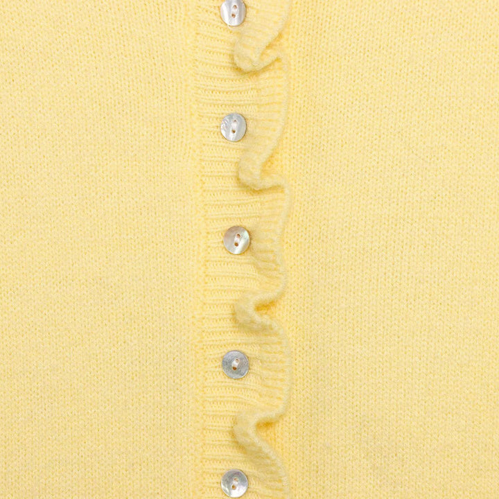 Damen Strickjacke mit eleganten Rüschendetails und Knopfverschluss Drune