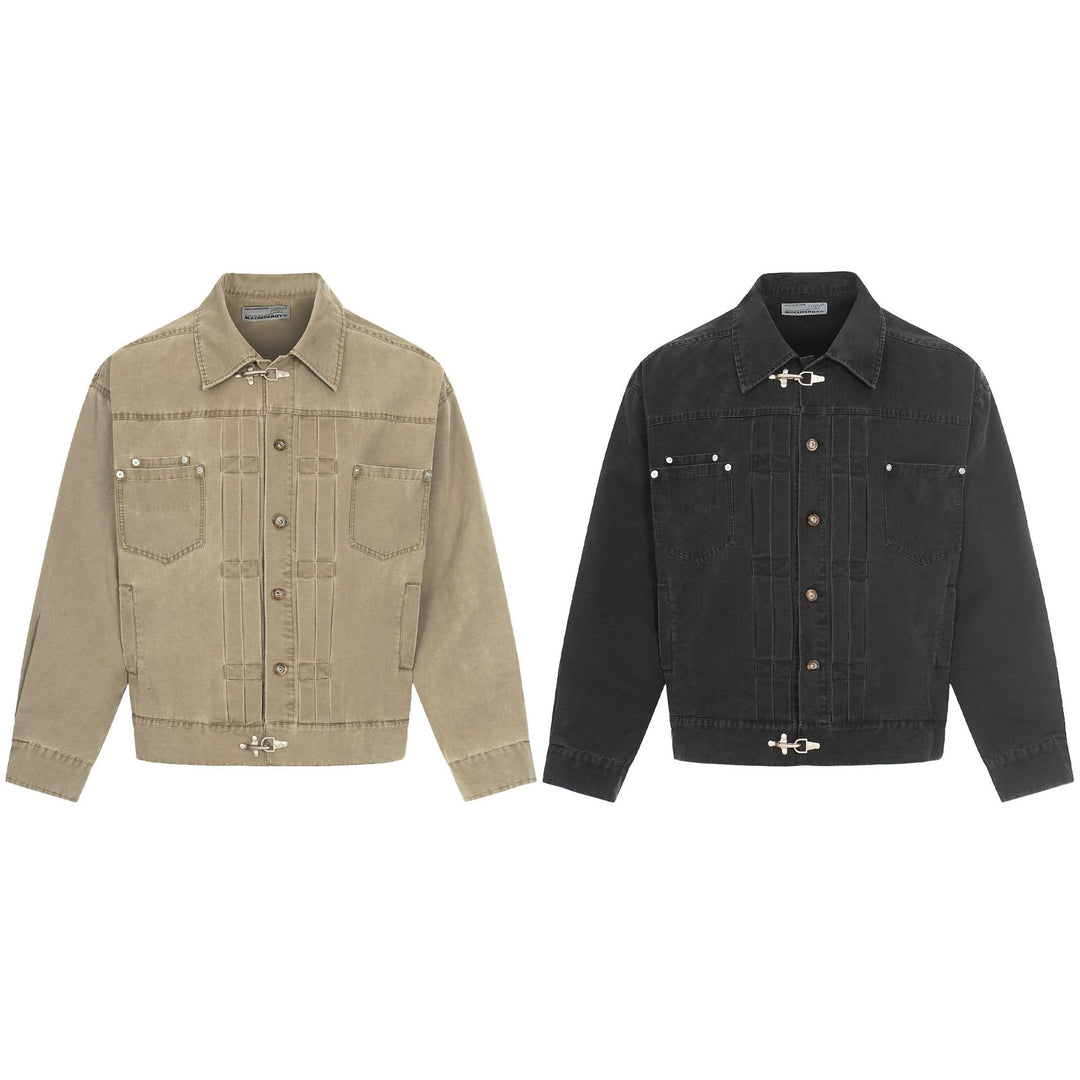 Herren Canvas-Utility-Blousonjacke mit Tunnelzug und Ziersteppungen Drune