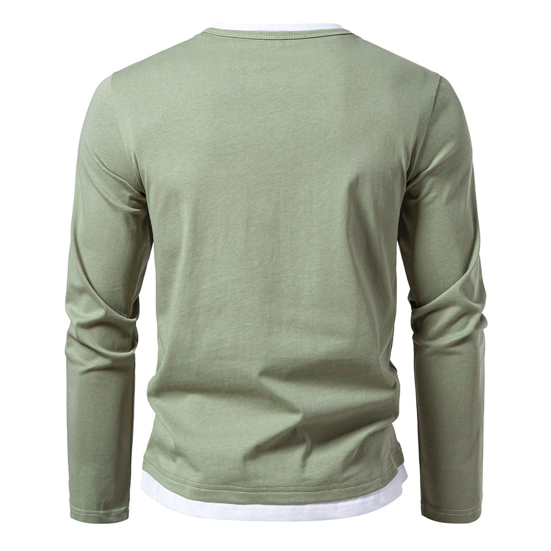 Herren Langarmshirt mit Schlitzkragen und schmaler Komfort-Passform Drune
