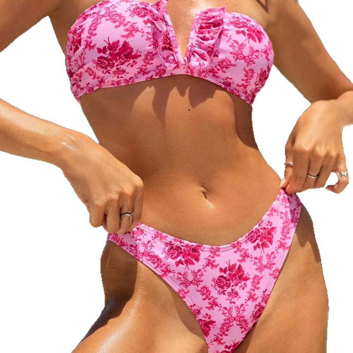 Damen Bandeau-Bikini mit eleganter Rüsche Drune