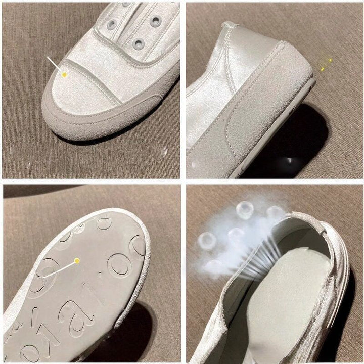 Damen Satin‑Slip‑On Sneaker mit gummierter Zehenkappe und elastischem Einstieg Drune