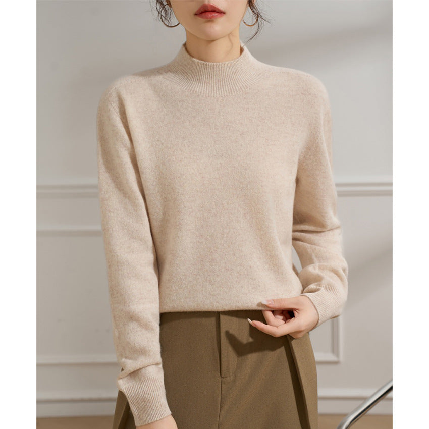 Damen Feiner Feinstrick-Pullover mit kurzem Stehkragen und Kaschmir-Optik Drune