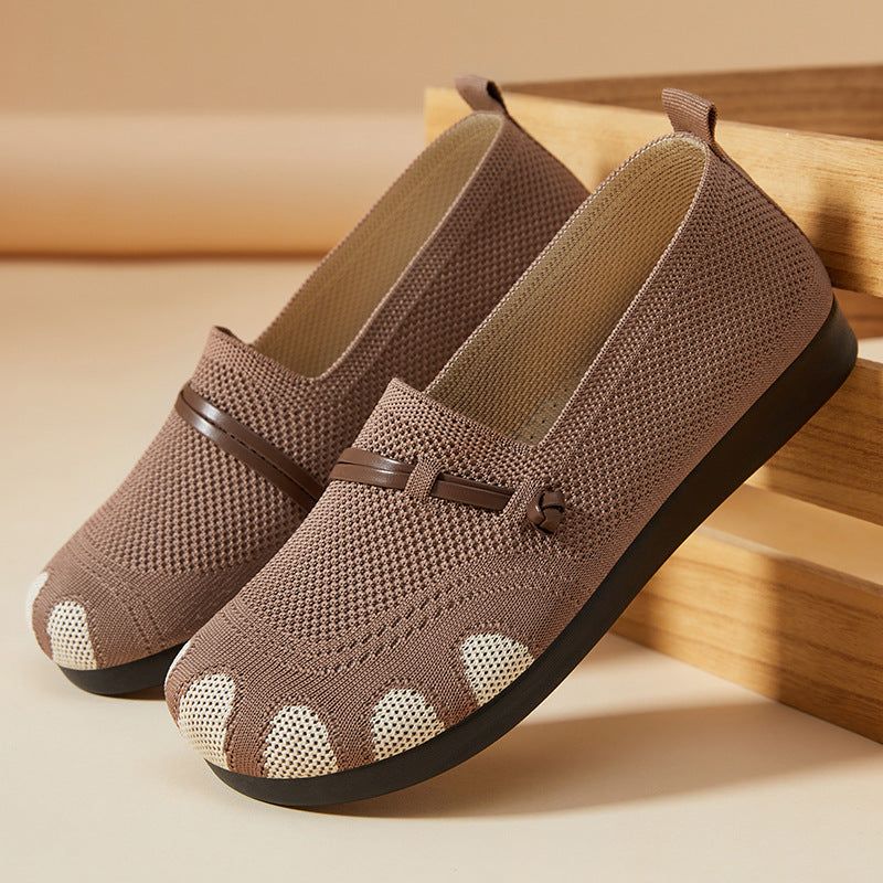 Damen nan gestrickter Komfort-Slipper mit Zehenoptik, elastischem Einstieg und stoßdämpfender EVA-Sohle Drune