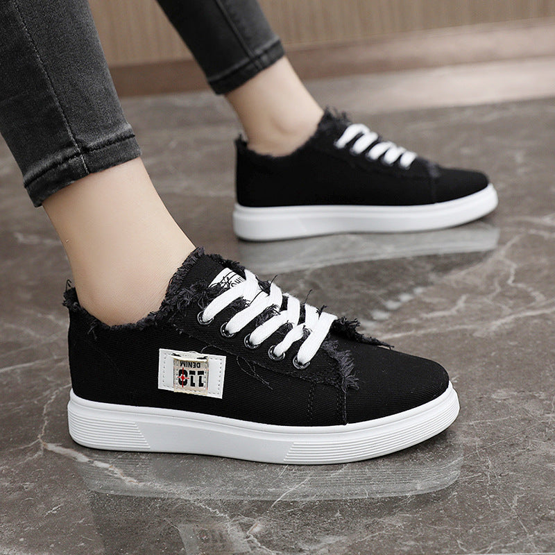 Damen lässige Sneaker mit modischem Used-Look und elastischem Schnürsystem Drune