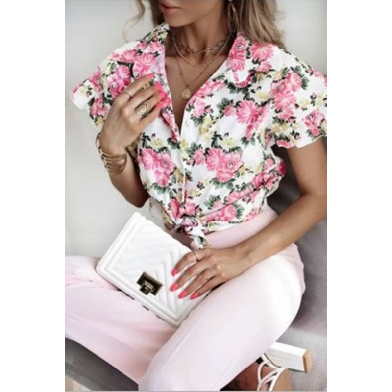 Damen Blusenshirt mit floralem Muster und Rüschendetails Drune