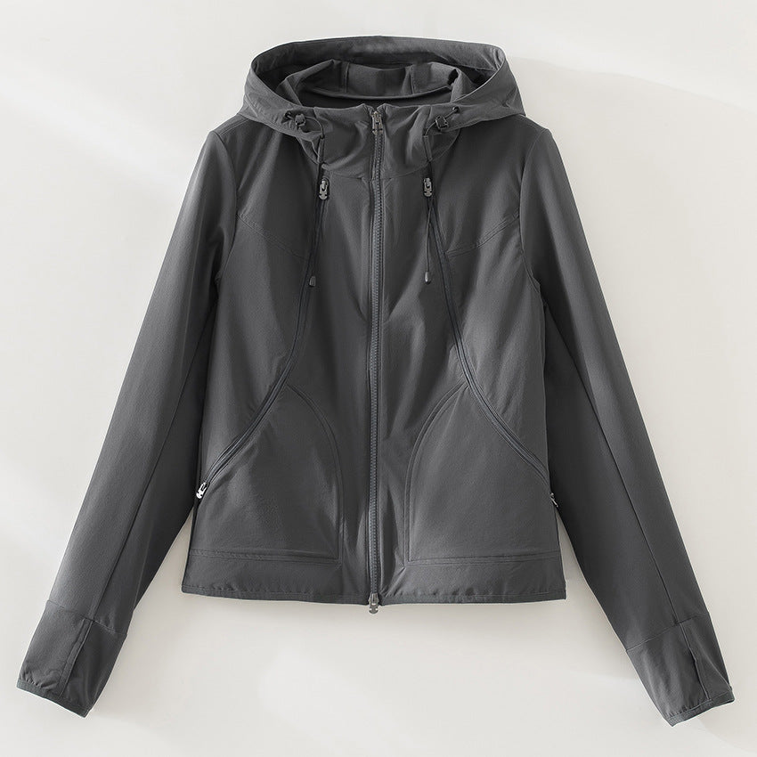 Damen Leichte Softshell-Outdoorjacke mit Kapuze und Zwei-Wege-Reißverschluss Drune