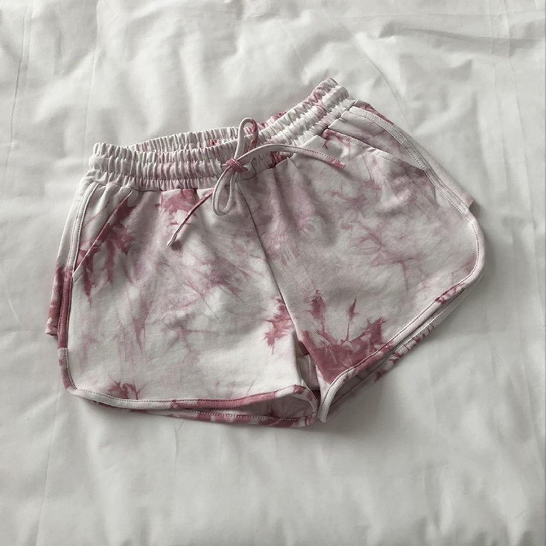 Damen lässige Sweatshorts mit trendigem Batikdesign und praktischen Seitentaschen