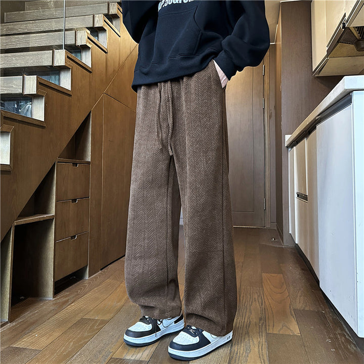 Herren Weit geschnittene Strickhose im Zopfstrick-Lounge-Style Drune