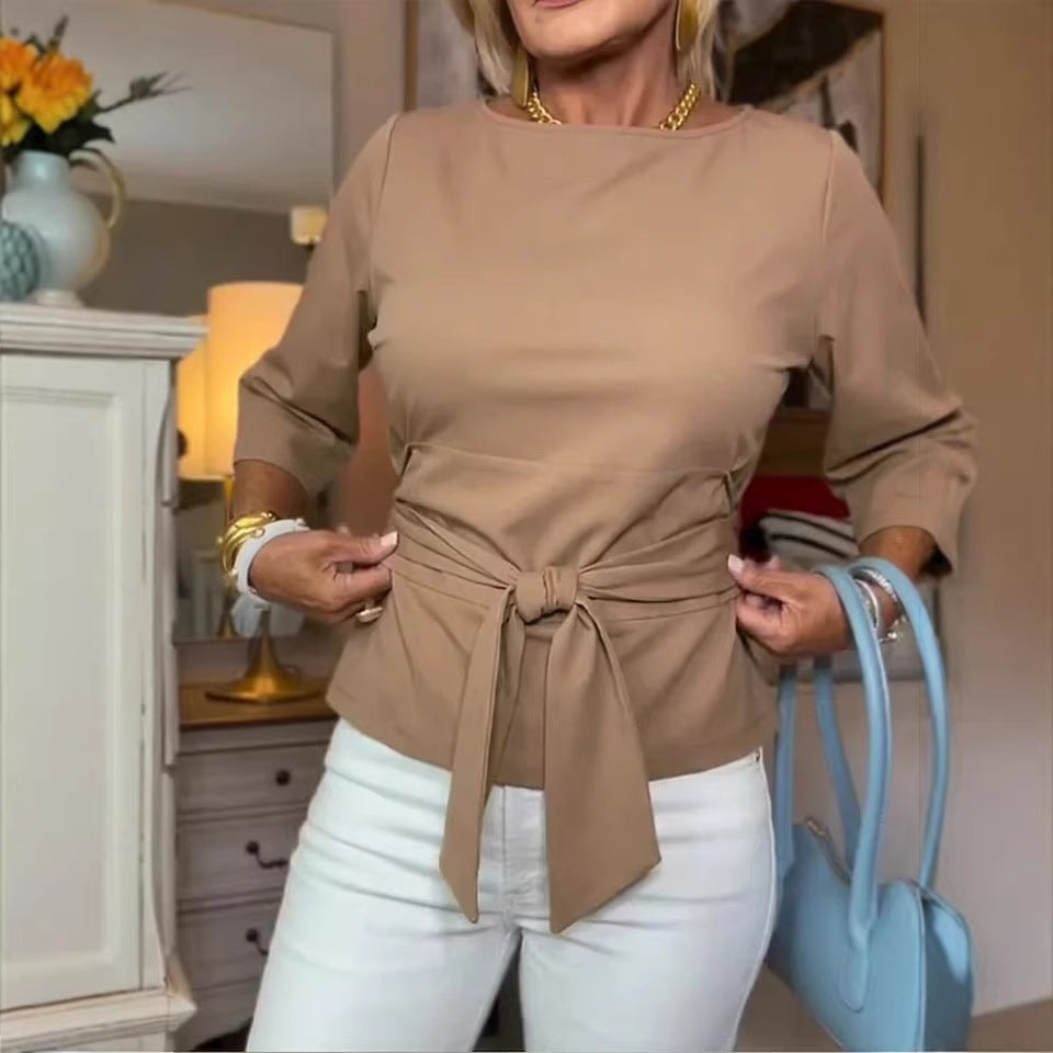 Damen Elegante Bluse mit Schleifen-Detail Drune