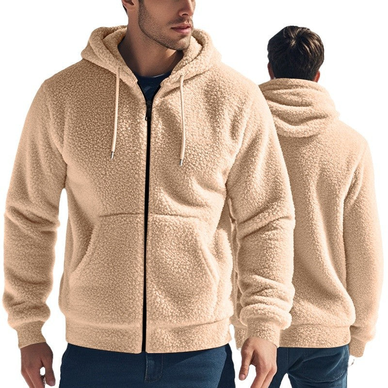 Herren kuschelige Fleecejacke mit hohem Kragen und Reißverschluss Drune