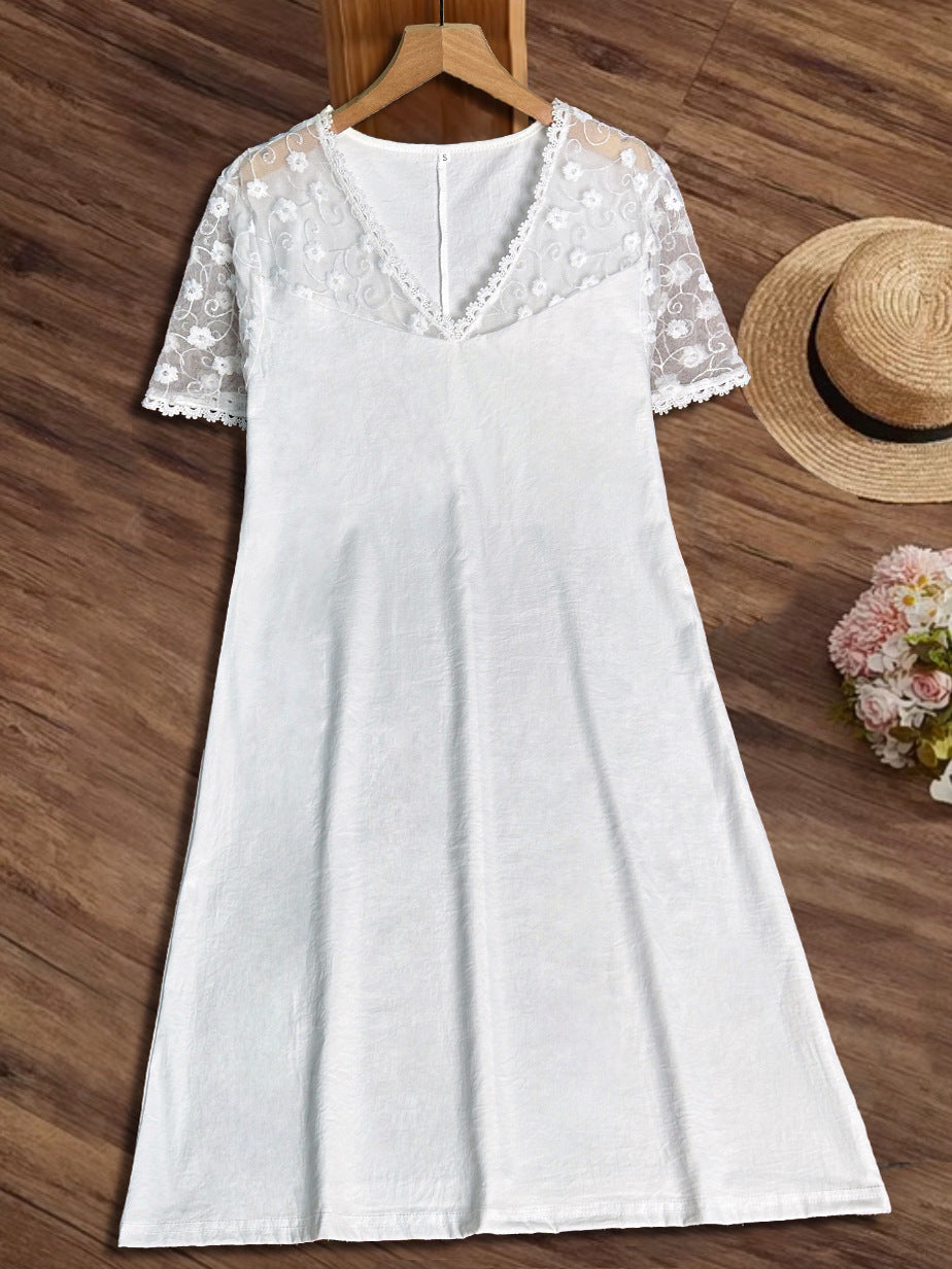 Damen luftiges Sommerkleid mit raffinierten Spitzenakzenten Drune