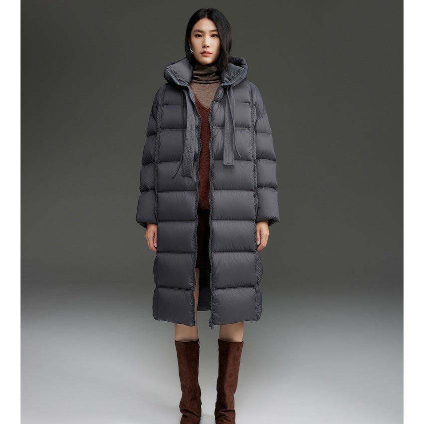 Damen Oversized Stepp-Daunenmantel mit Kapuze und verlängerter Silhouette Drune