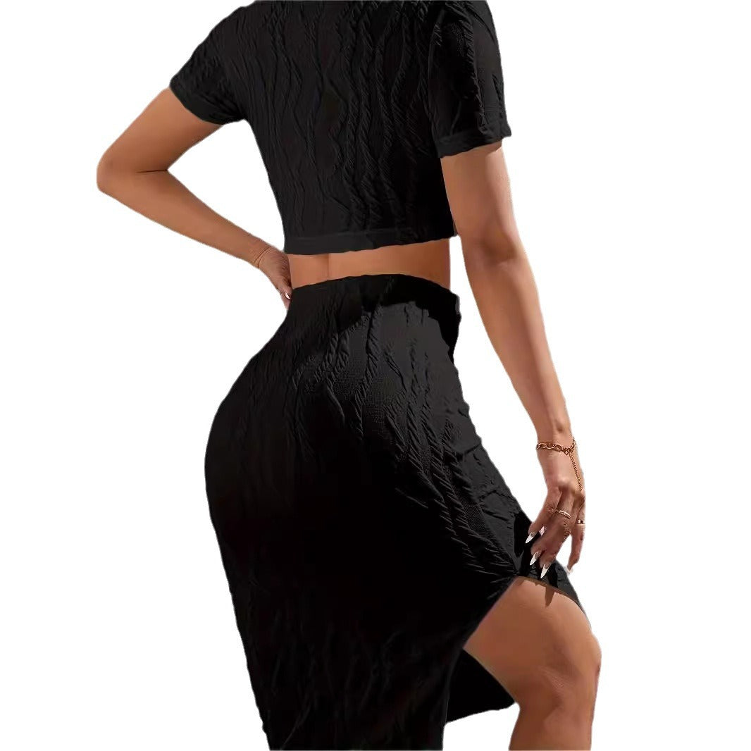 Damen Crop-Top und Maxi-Rock Outfit Drune