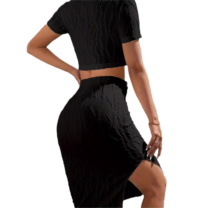 Damen Crop-Top und Maxi-Rock Outfit Drune