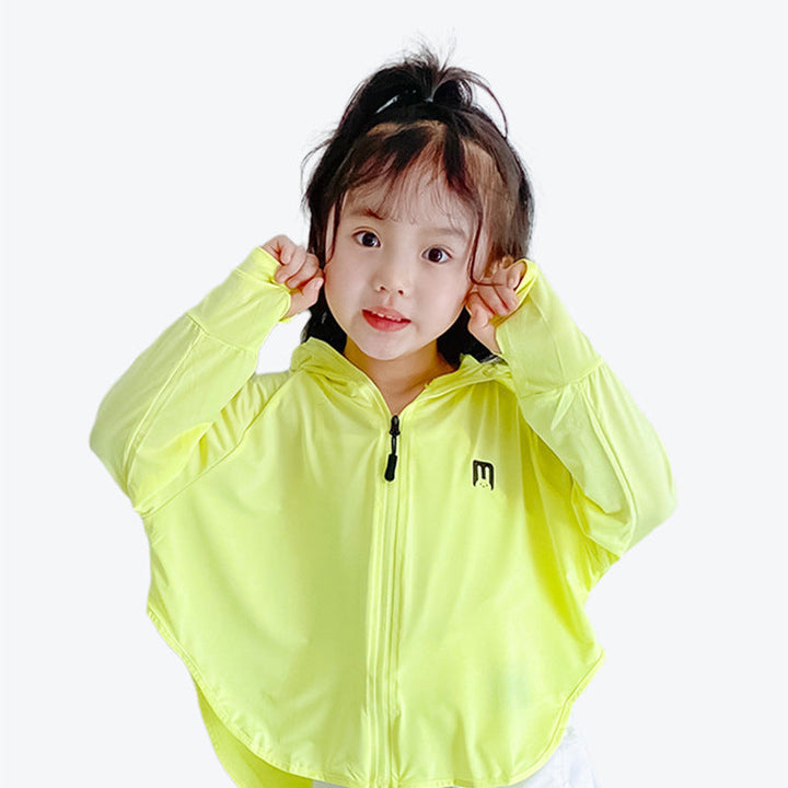 Unisex nan UV-Schutz Kapuzenjacke für Kinder mit integrierter Gesichtsmaske und Daumenlöchern  Drune