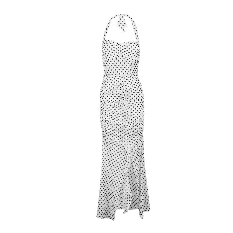 Damen Maxikleid mit schickem Pünktchenmuster und elegantem Neckholder Drune