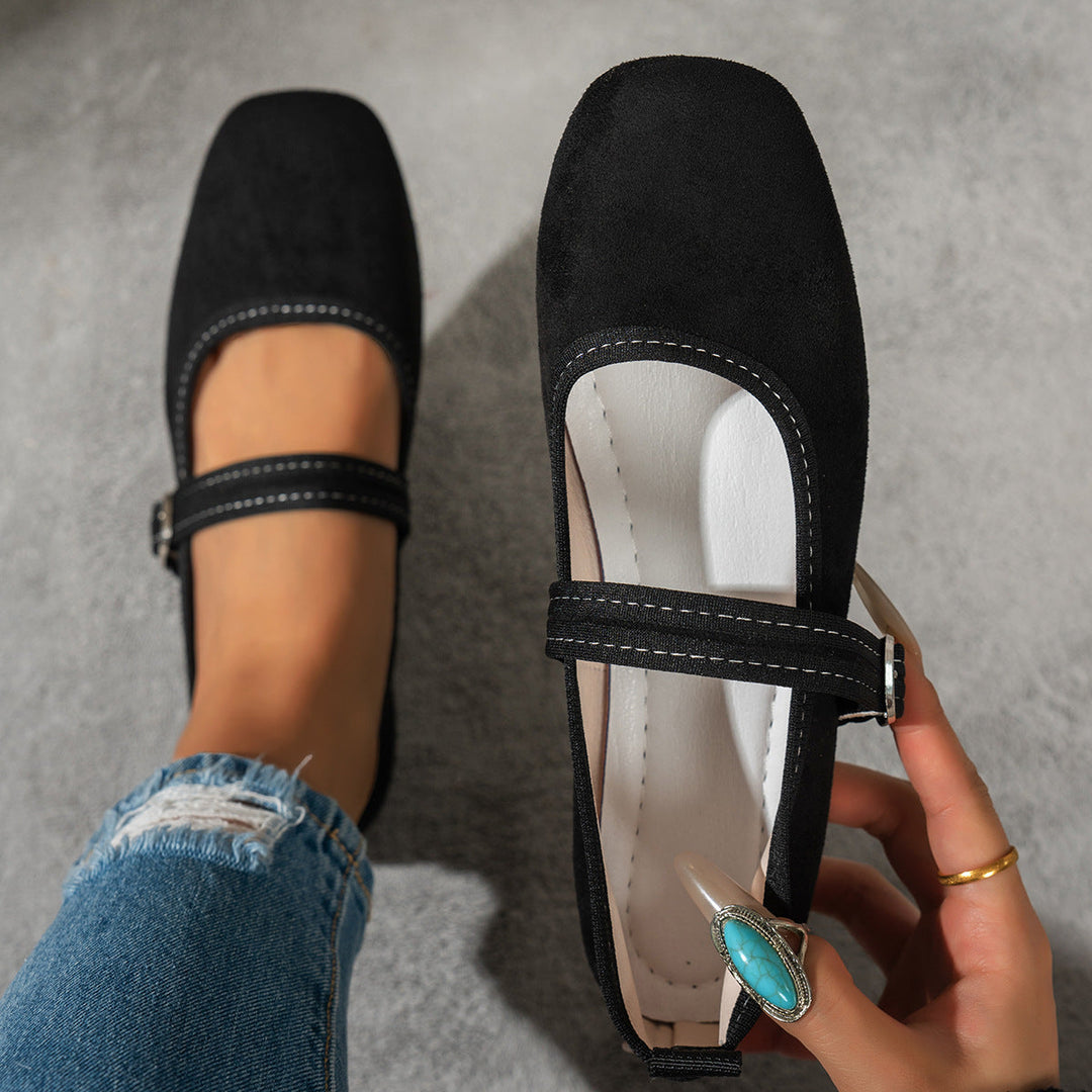 Damen edle Ballerinas mit klassischem Riemen Drune