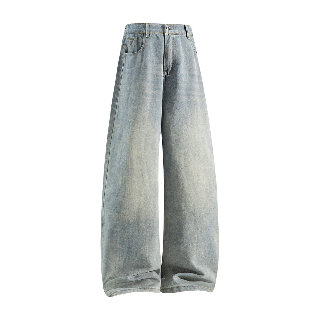 Damen Weite High‑Waist Baggy‑Jeans mit Ballon‑Silhouette und Used‑Waschung Drune