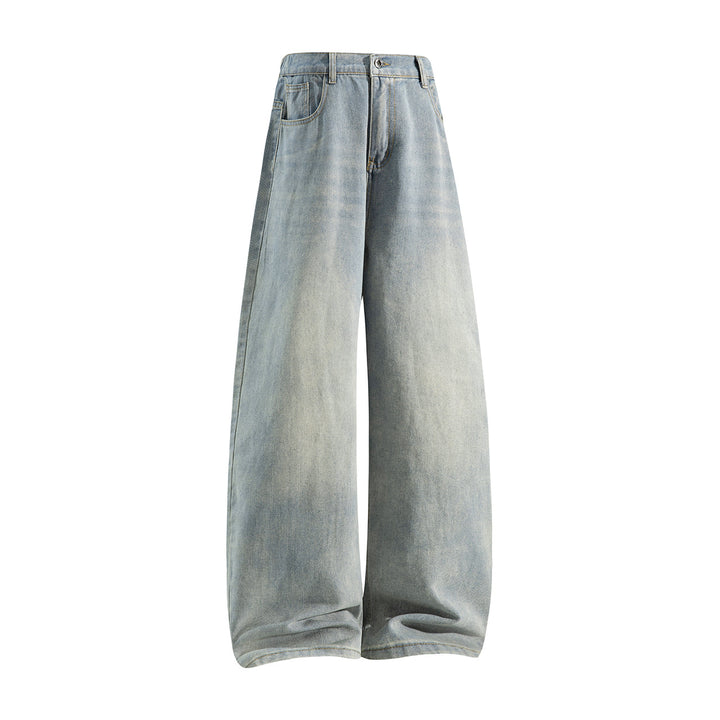 Damen Weite High‑Waist Baggy‑Jeans mit Ballon‑Silhouette und Used‑Waschung Drune