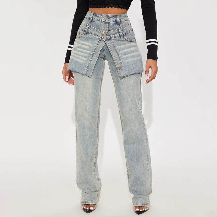 Damen Designer Jeans mit asymmetrischem Schnitt Drune
