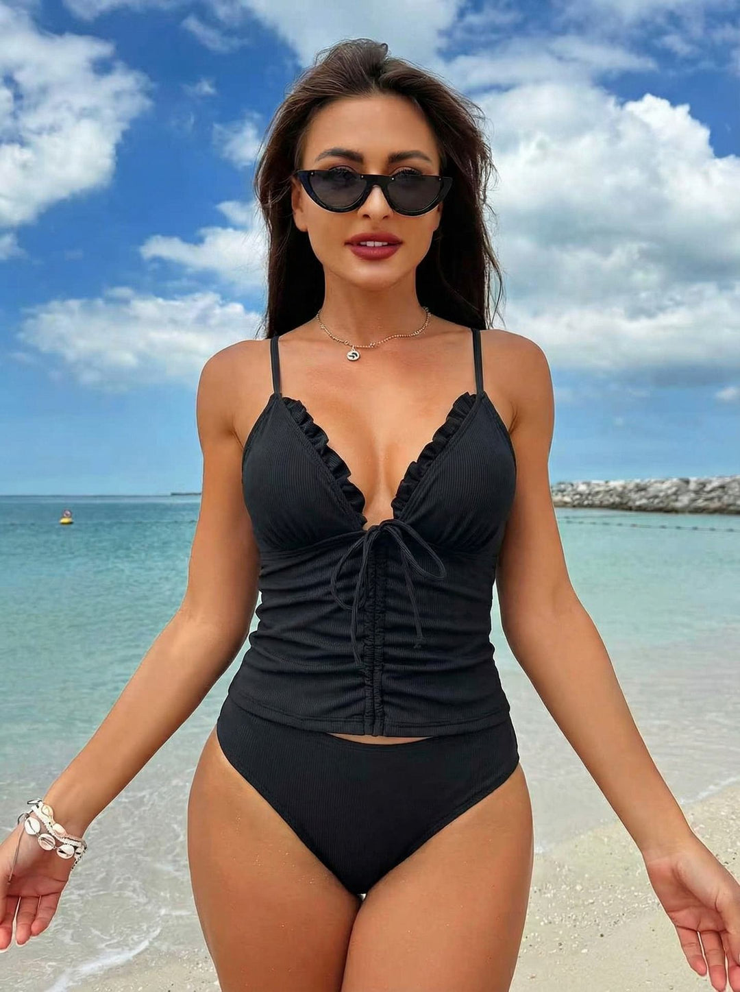 Damen Figurformer Tankini mit Rüschen Drune