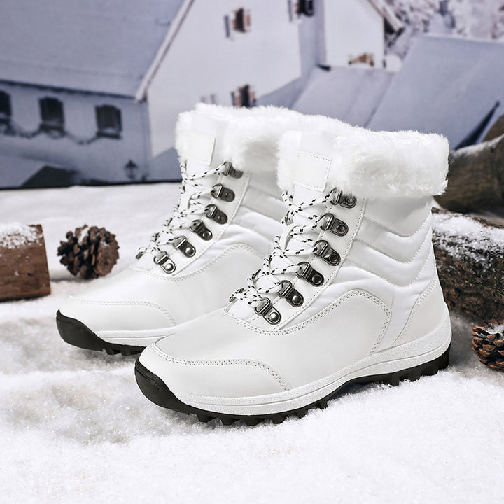 Damen Gefütterte Winterstiefelette für Schnee mit Kunstfellkragen, wasserabweisender PU‑Schutzschicht und griffiger Multiterrain‑Profilsohle Drune